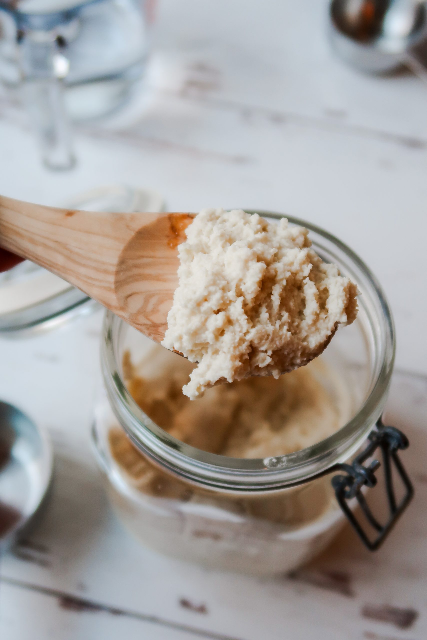 A spoonful of fluffy gluten free sourdough starter